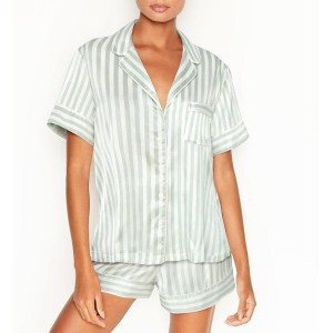 Сатинова піжама VS The Satin Short PJ Set Blue Stripe