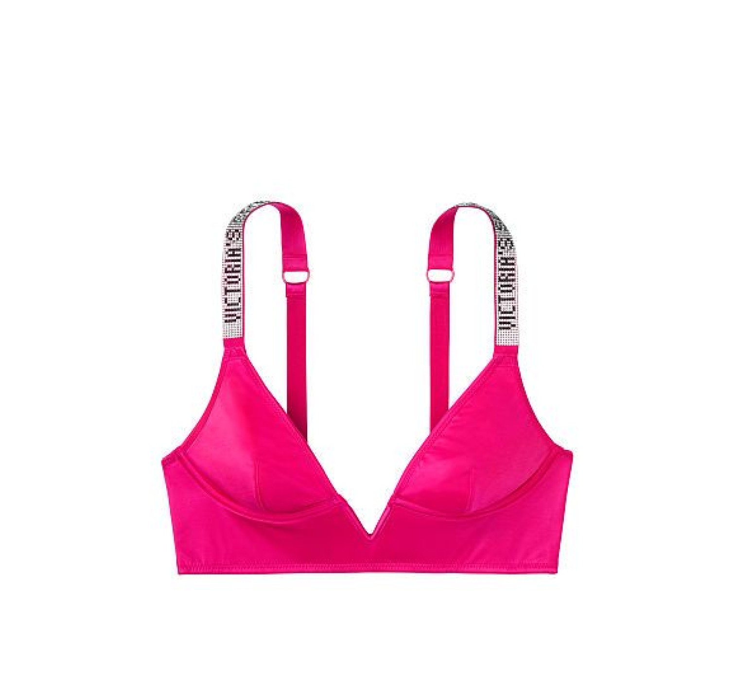Комплект білизни зі стразами VS Embellished Straps V-WIRE Long Line Fuchsia Bralette