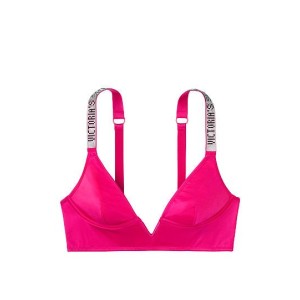 Комплект білизни зі стразами VS Embellished Straps V-WIRE Long Line Fuchsia Bralette