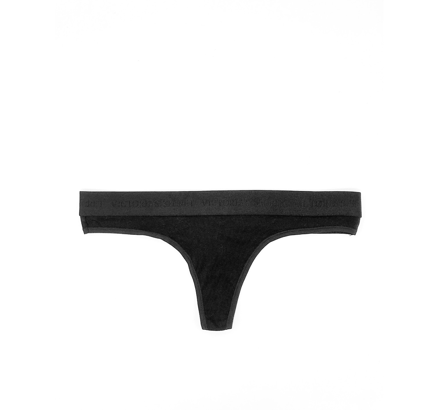 Трусики стринги VS Black Cotton Thong Panty logo VS