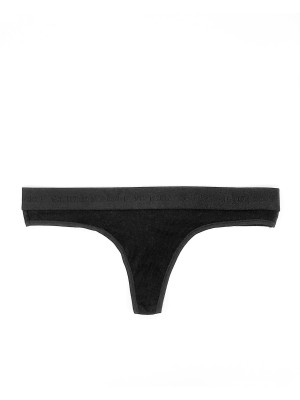 Трусики стринги VS Black Cotton Thong Panty logo VS