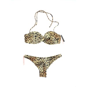 Купальник бандо с пушап Виктория Сикрет leopard