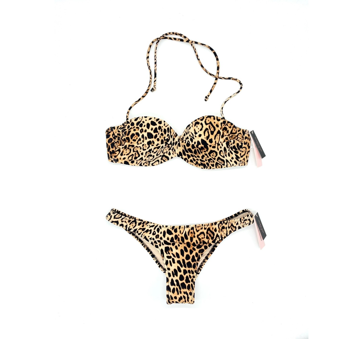 Купальник бандо с пушап Виктория Сикрет leopard