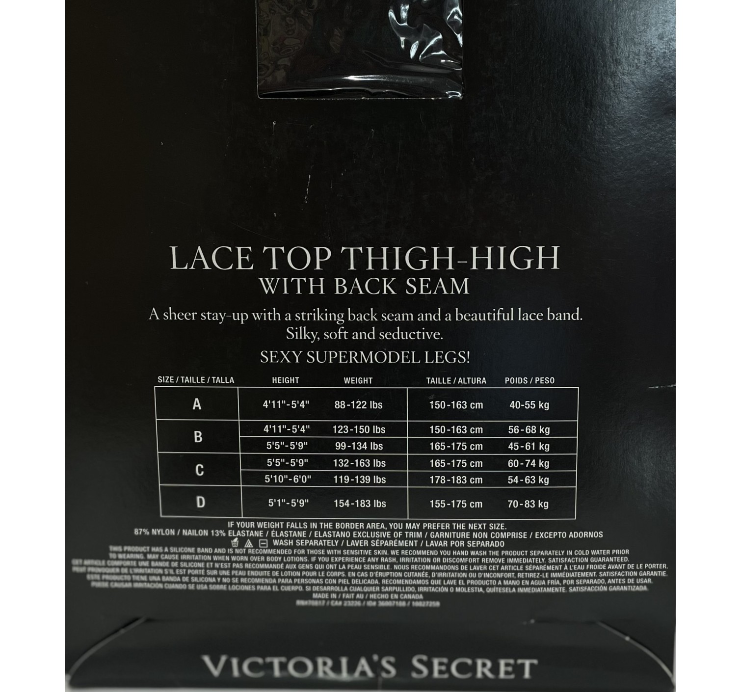 Панчохи Victoria's Secret Lace Top Thight-high with black seam - size C