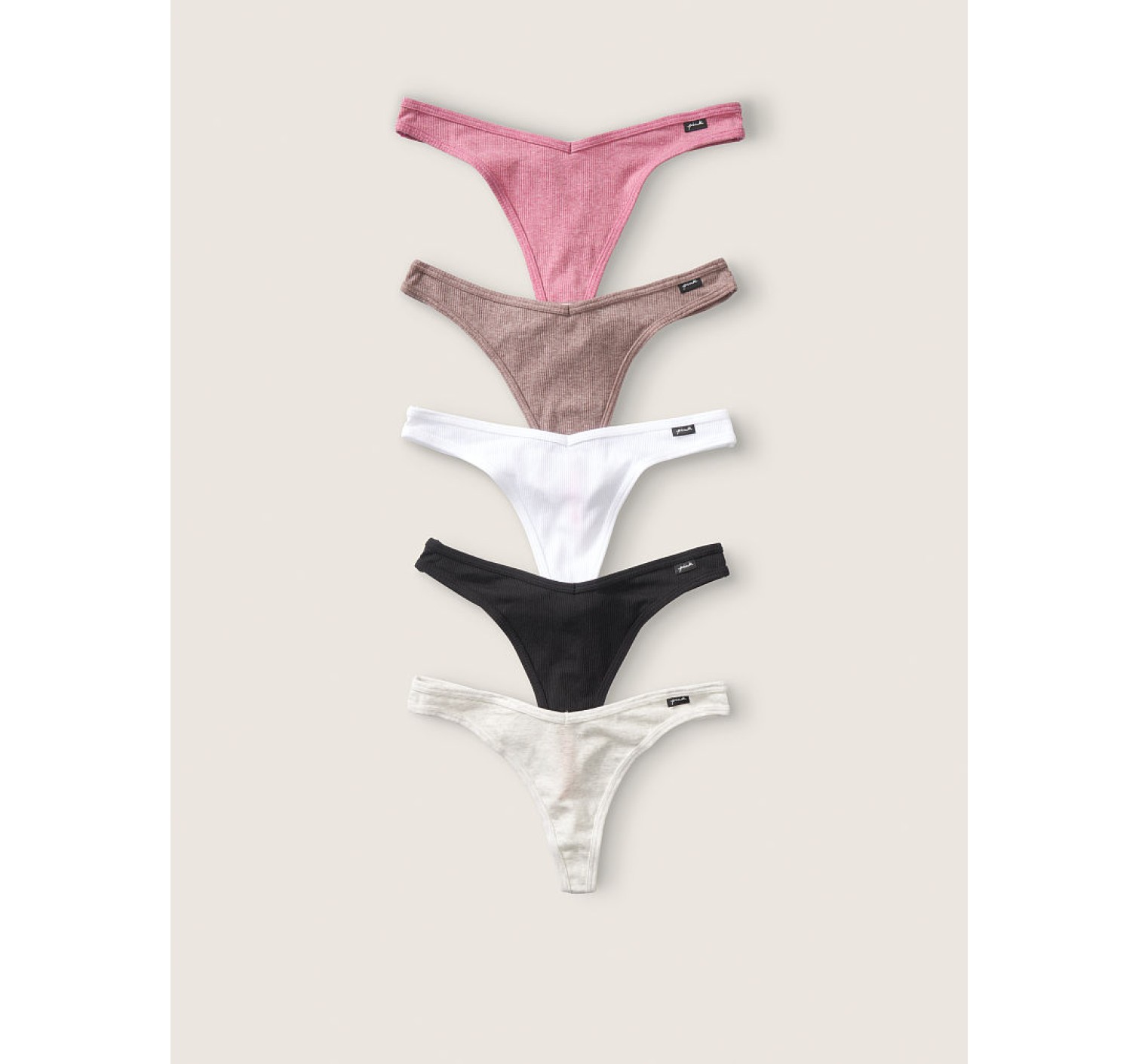 Трусики стрінги Victoria's Secret PINK Ribbed Cotton Thong panty White