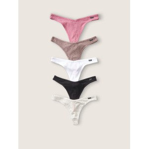 Трусики стрінги Victoria's Secret PINK Ribbed Cotton Thong panty White