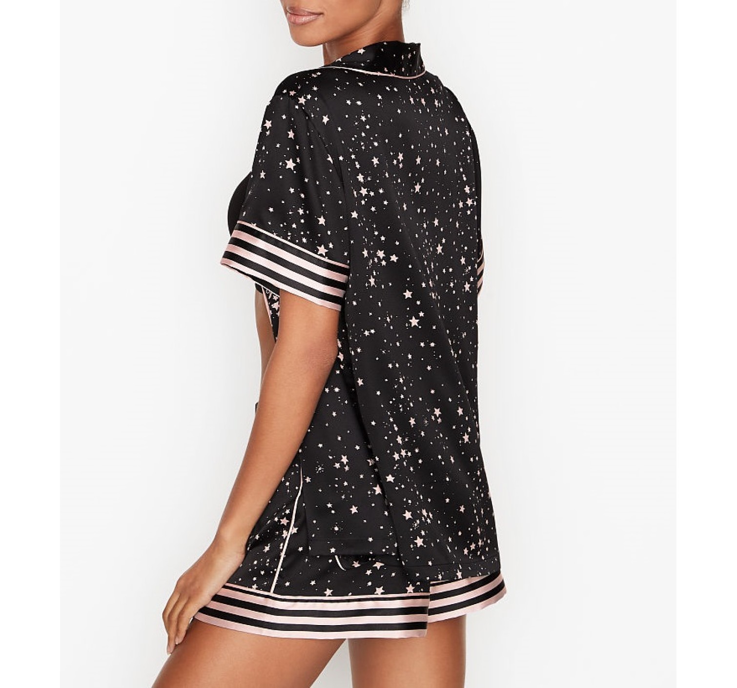 Сатинова піжама VS Satin Short Pj Set print Black stars