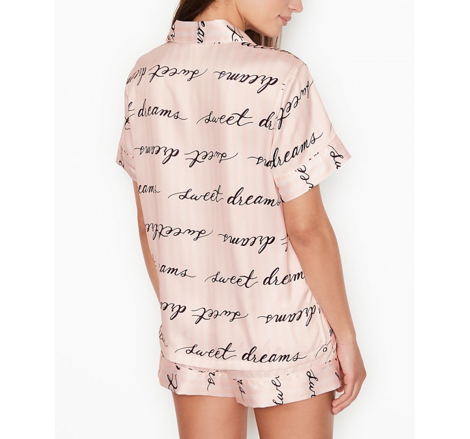 Сатинова піжама VS Satin Short Pj Set Signature Stripe Dream print