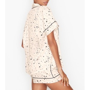 Сатинова піжама VS Satin Short White Pj Set print stars