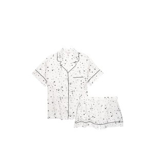 Сатинова піжама VS Satin Short White Pj Set print stars