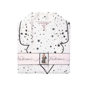 Сатинова піжама VS Satin Short White Pj Set print stars