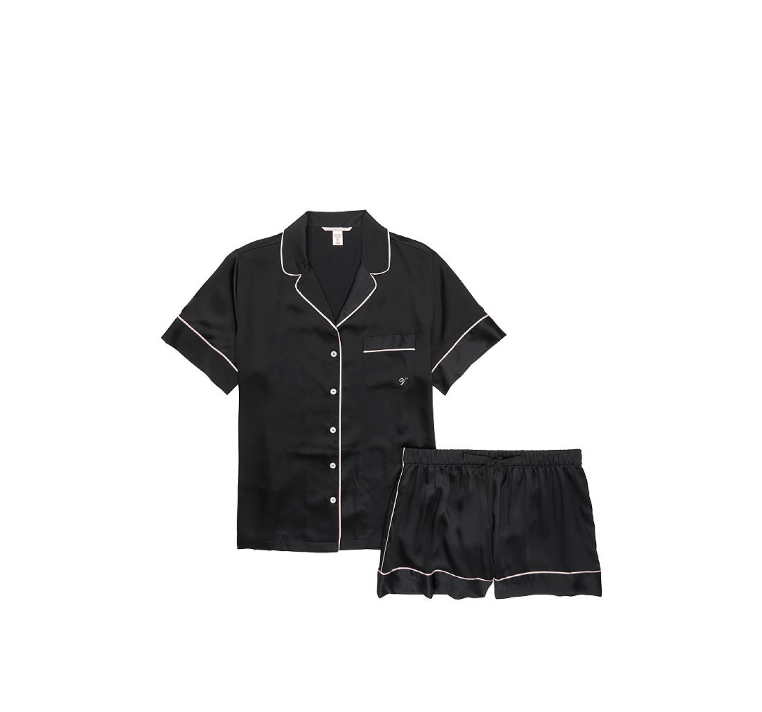 Сатинова піжама Victoria's Secret The Satin Short PJ Set Black❤️