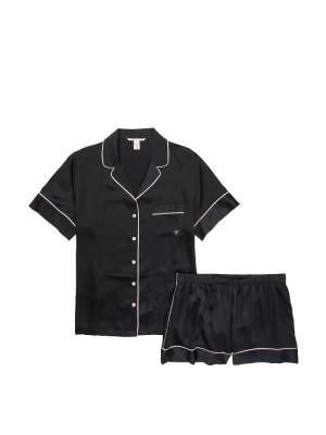 Сатиновая пижама Victoria’s Secret The Satin Short  PJ Set Black❤️