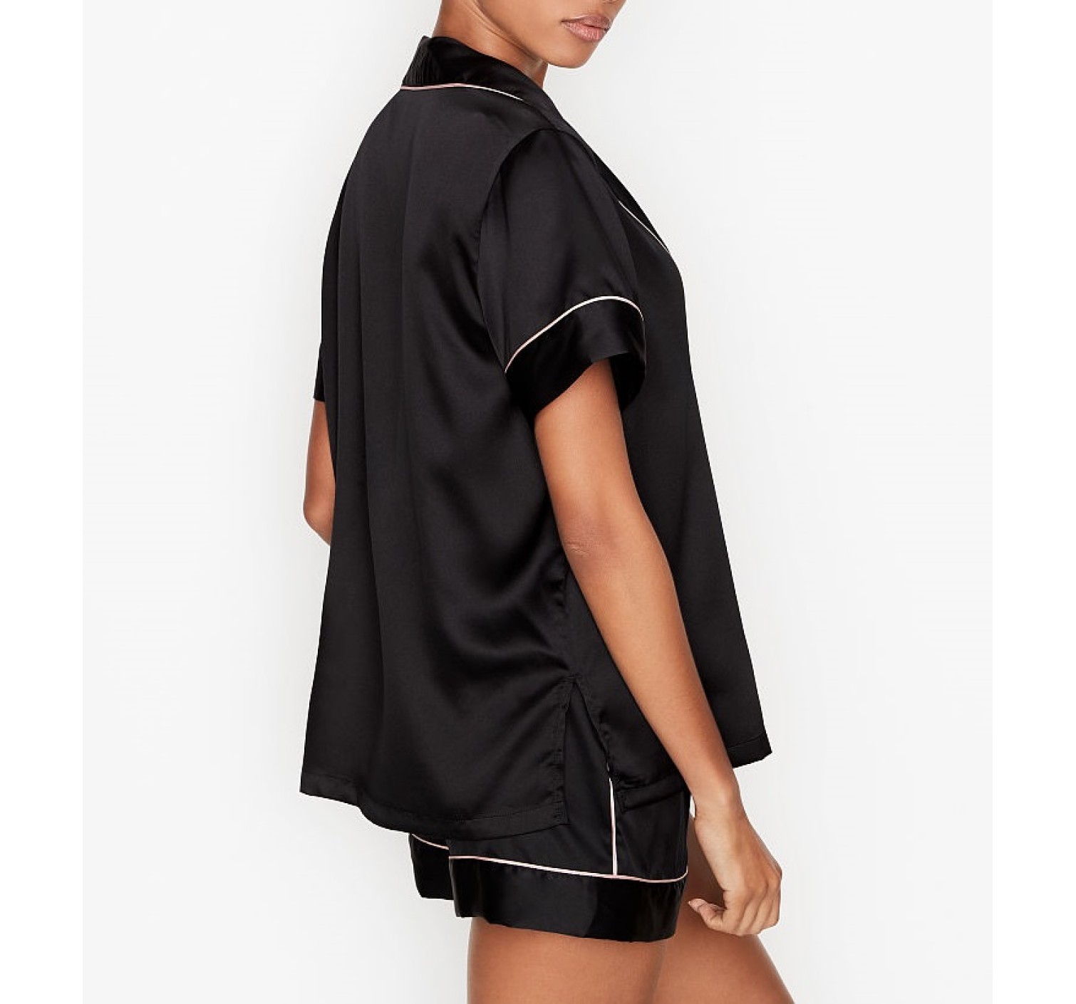 Сатинова піжама Victoria's Secret The Satin Short PJ Set Black❤️