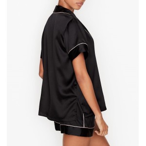 Сатинова піжама Victoria's Secret The Satin Short PJ Set Black❤️