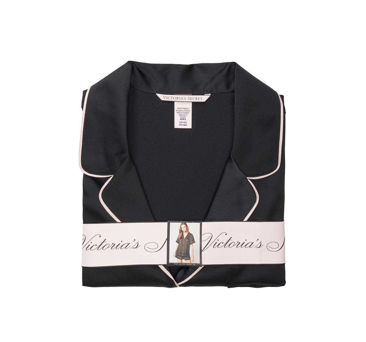 Сатинова піжама Victoria's Secret The Satin Short PJ Set Black❤️