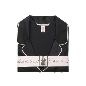 Сатинова піжама Victoria's Secret The Satin Short PJ Set Black❤️