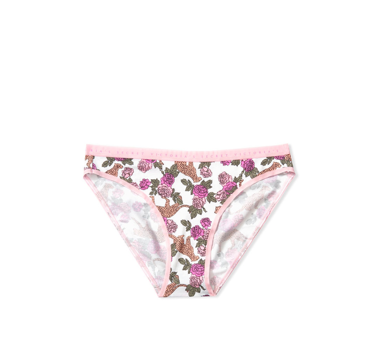 Трусики Victoria's Secret Cotton Bikini Panty White Rose &amp; Tiger