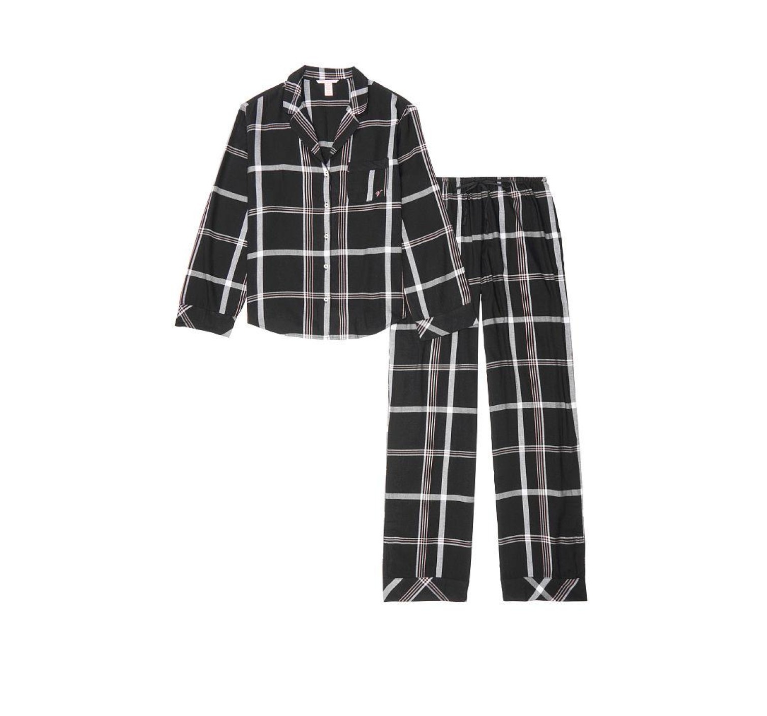 Пижама Victoria’s Secret Flannel Long PJ Set Black Big Plaid