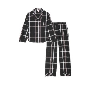 Пижама Victoria’s Secret Flannel Long PJ Set Black Big Plaid