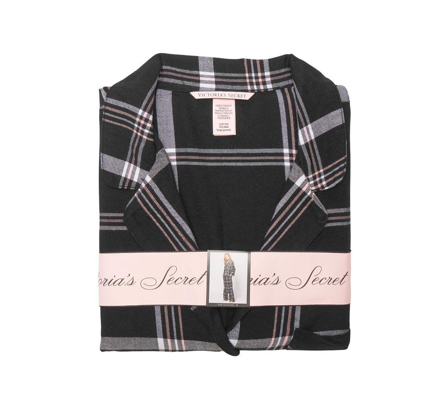 Пижама Victoria’s Secret Flannel Long PJ Set Black Big Plaid
