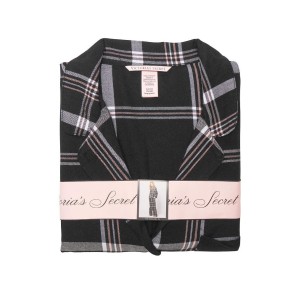 Пижама Victoria’s Secret Flannel Long PJ Set Black Big Plaid