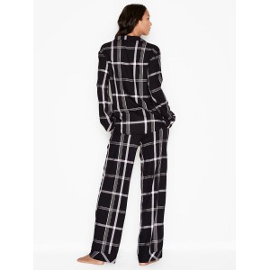 Пижама Victoria’s Secret Flannel Long PJ Set Black Big Plaid