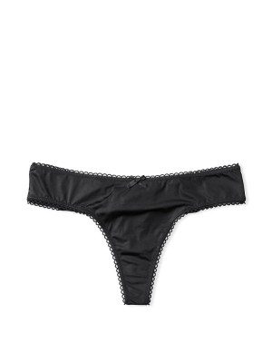 Трусики стрінги VS Black Micro Satin Bow Thong Panty