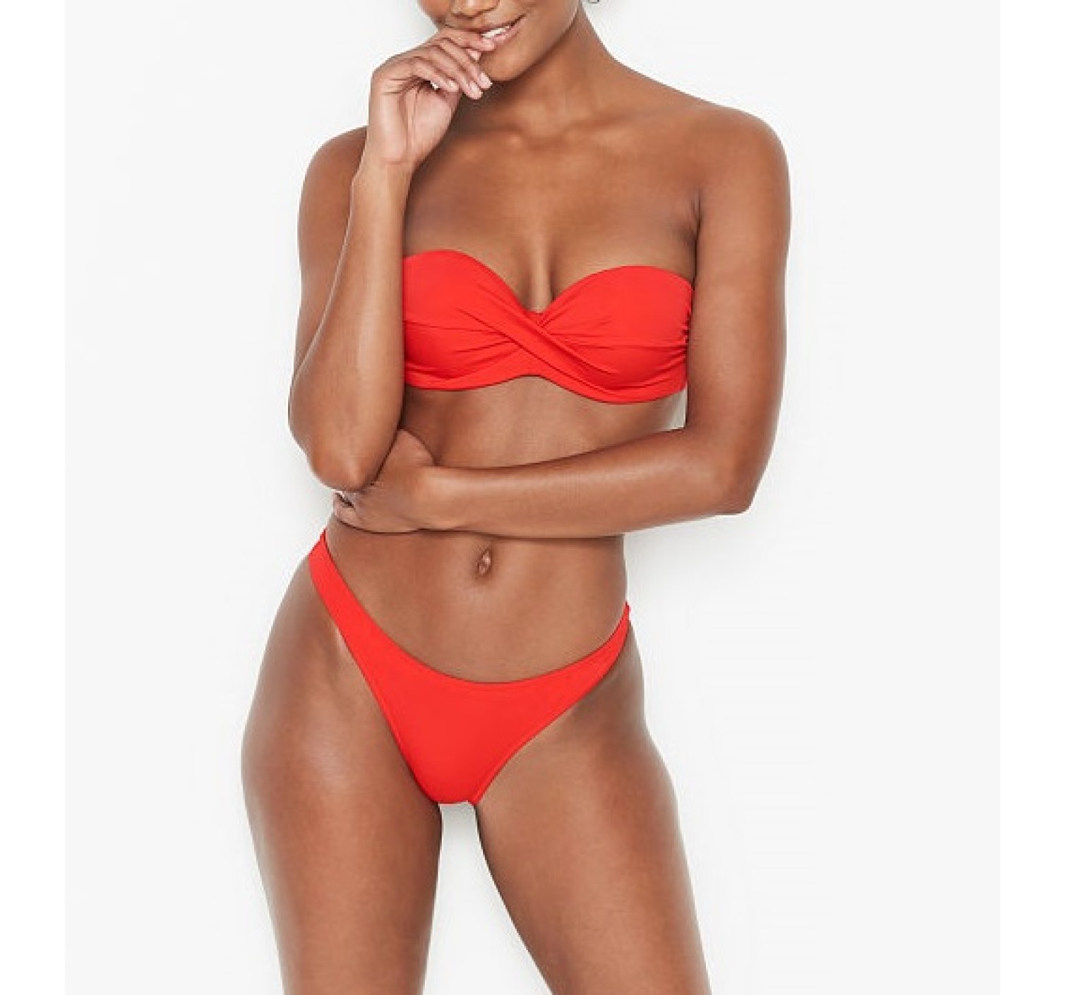 Купальник бандо з пушап Вікторія Сікрет Bandeau Top Cheeky Red