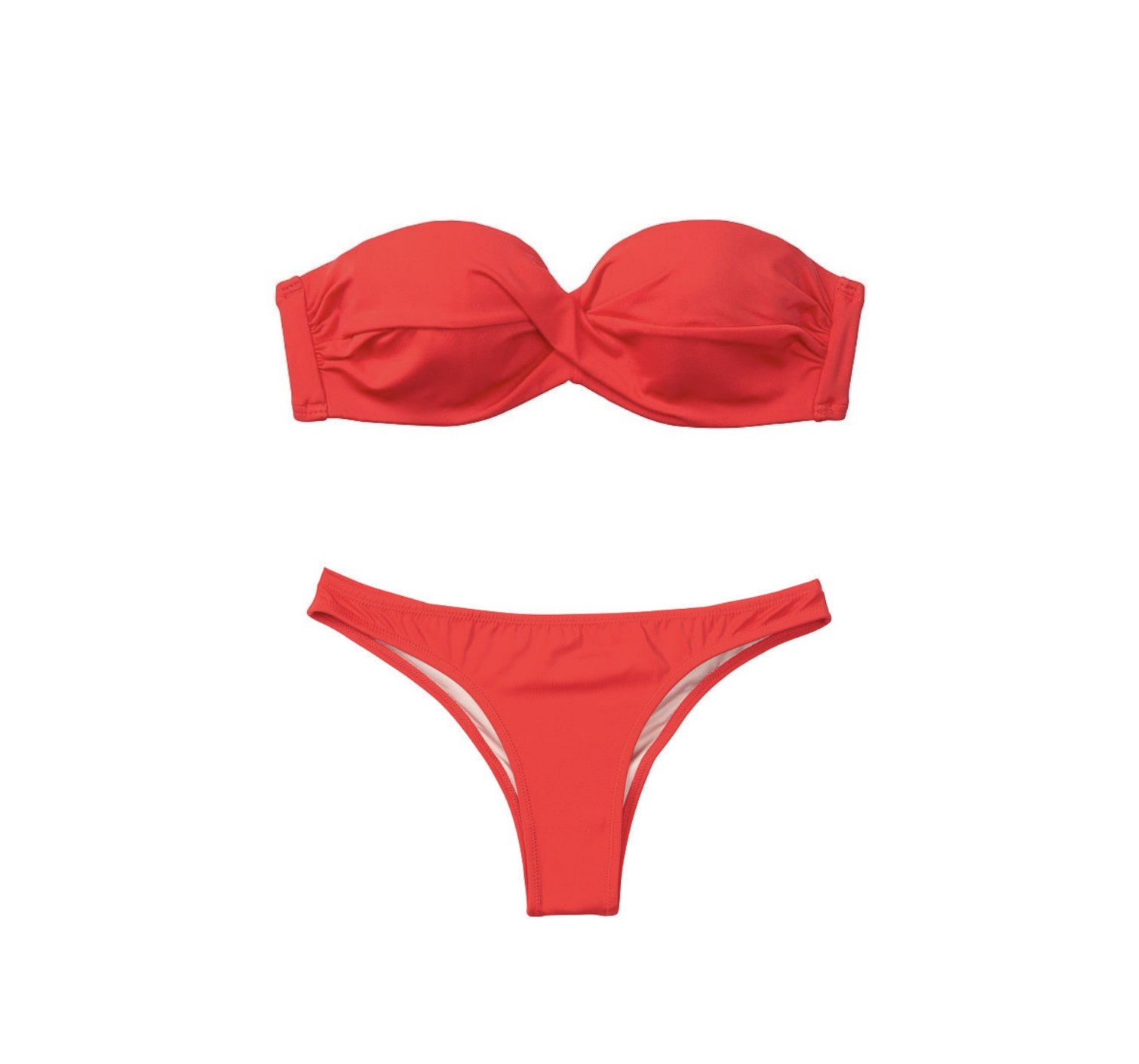 Купальник бандо з пушап Вікторія Сікрет Bandeau Top Cheeky Red