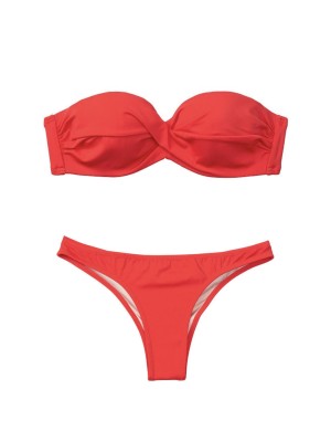 Купальник бандо з пушап Вікторія Сікрет Bandeau Top Cheeky Red