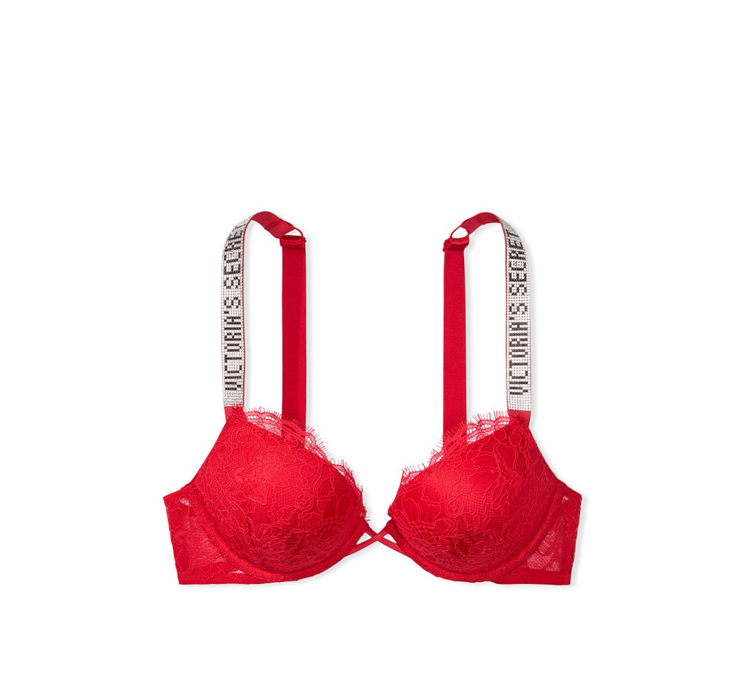 Комплект білизни Victoria's Secret Very Sexy Embellished Strap Bombshell Push-up Bra Lipstick in Lace