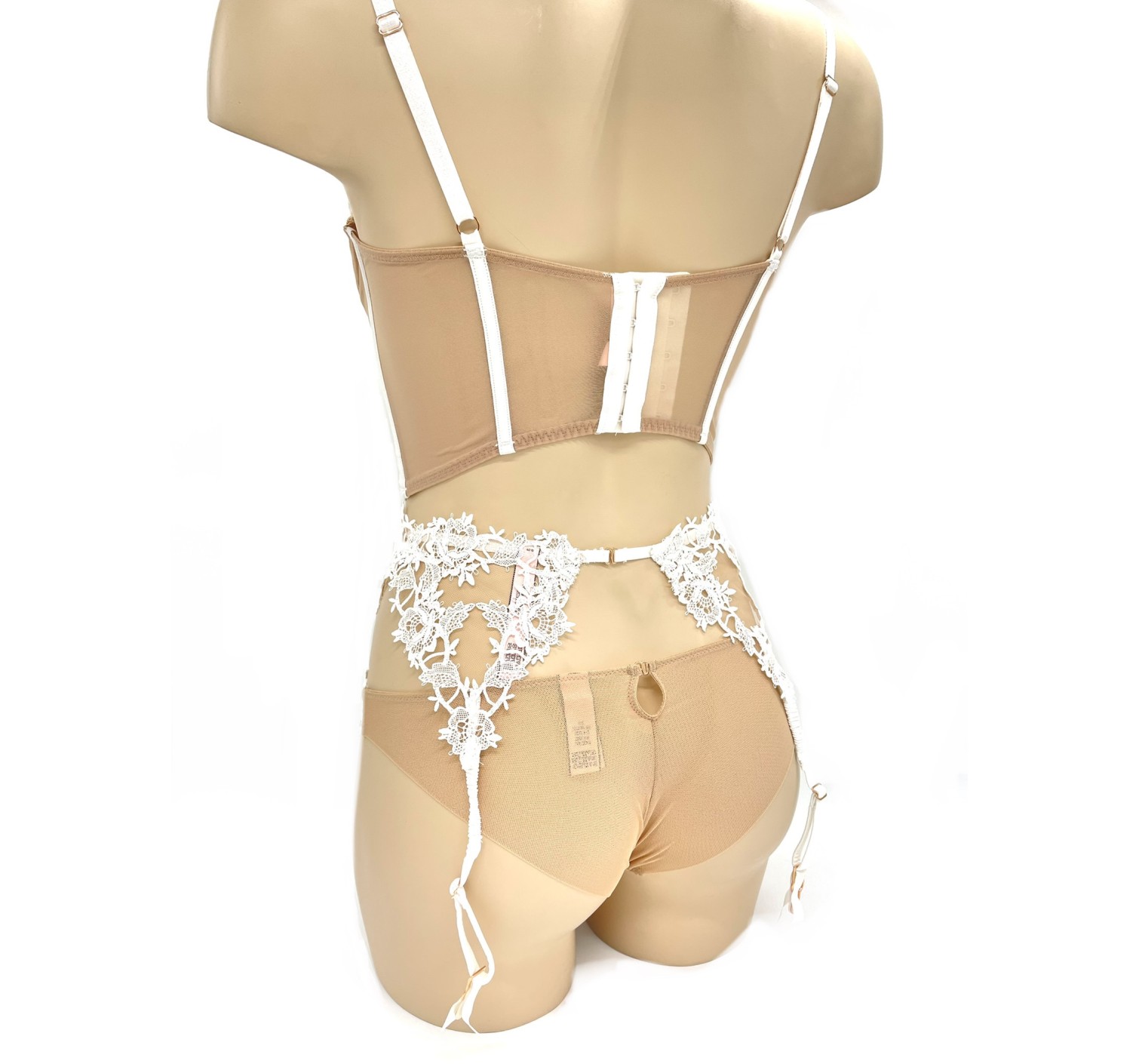 Балконет Victoria's Secret Beige Lace Bra/Garter/Panty