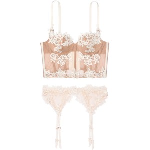 Балконет Victoria's Secret Beige Lace Bra/Garter/Panty