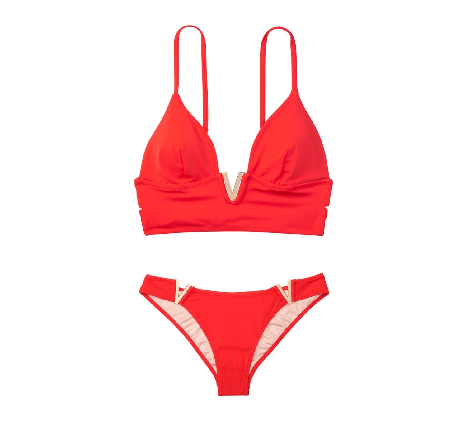 Купальник Виктория Сикрет V-hardware Red Bralette & Brazilian panty
