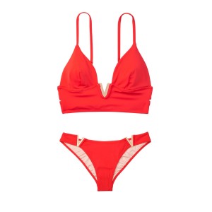 Купальник Виктория Сикрет V-hardware Red Bralette & Brazilian panty