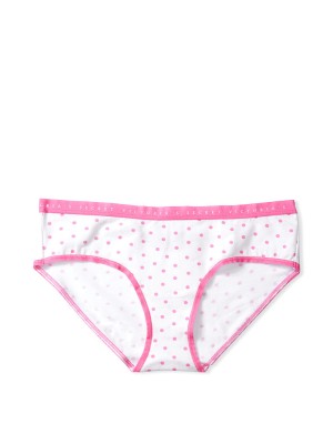 Трусики хлопковые Виктория Сикрет Bikini Panty logo VS Pink dot