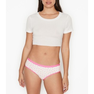 Трусики хлопковые Виктория Сикрет Bikini Panty logo VS Pink dot