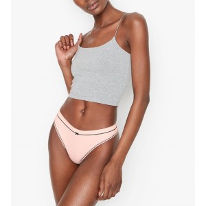 Трусики стрінги Вікторія Сікрет Retro Pink Ribbed Thong Panty
