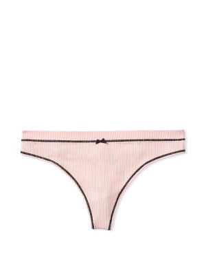 Трусики стринги Виктория Сикрет Retro Pink Ribbed Thong Panty