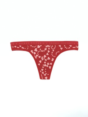 Трусики стрінги Victoria's Secret Cotton Thong Panty Red Heart print