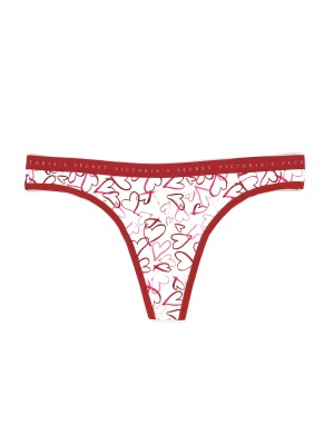 Трусики стринги Victoria's Secret Cotton Thong Panty red heart print