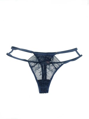Трусики Виктория Сикрет Very Sexy Strappy Lace Thong Panty Night Blue