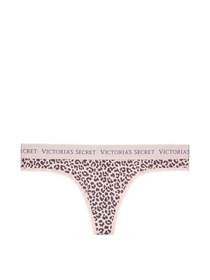 Трусики стринги Victoria's Secret Cotton Thong Panty Pink Leopard print 