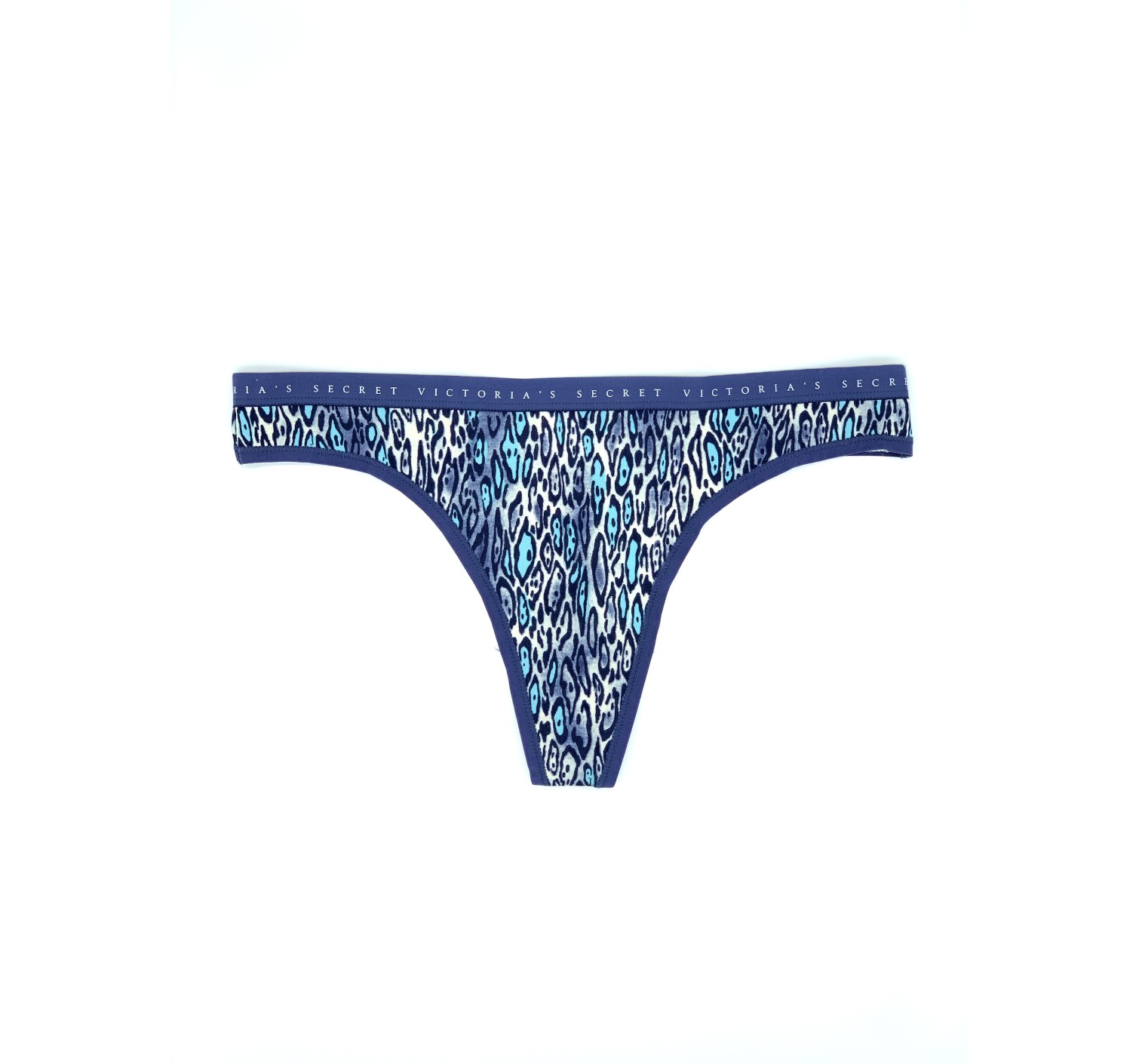 Трусики стринги Victoria's Secret Cotton Thong Panty Blue Leopard print 