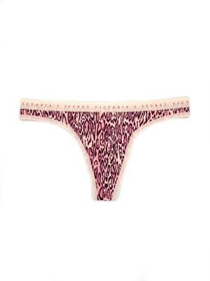 Трусики стринги Victoria's Secret Cotton Thong Panty Pinky Leopard print 