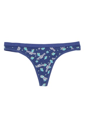 Трусики стринги Victoria's Secret Cotton Thong Panty blue logo print
