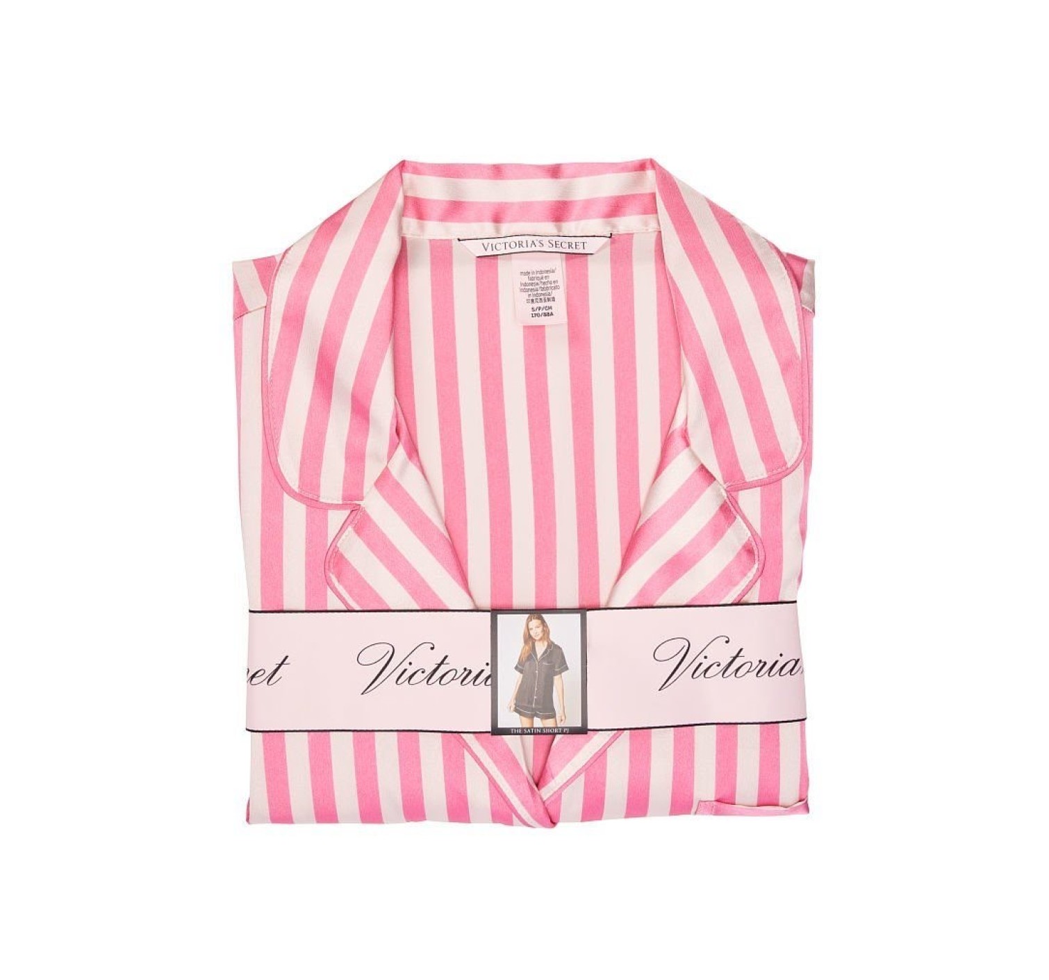 Сатиновая пижама VS Satin Short Pj Set Signature Stripe 