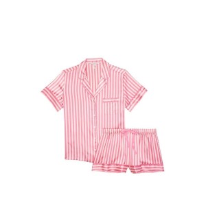 Сатиновая пижама VS Satin Short Pj Set Signature Stripe 