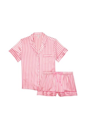 Сатиновая пижама VS Satin Short Pj Set Signature Stripe 